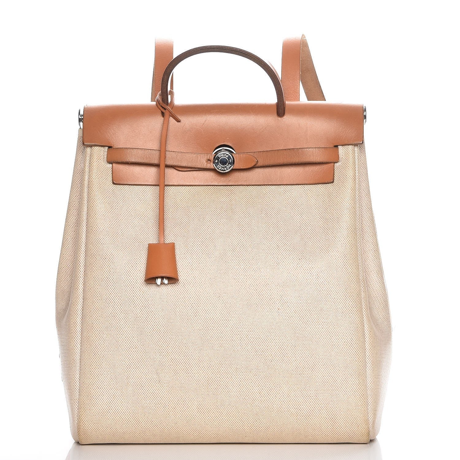 Hermes Toile Vache Calfskin Herbag 30 PM Backpack Natural 1 of 14
