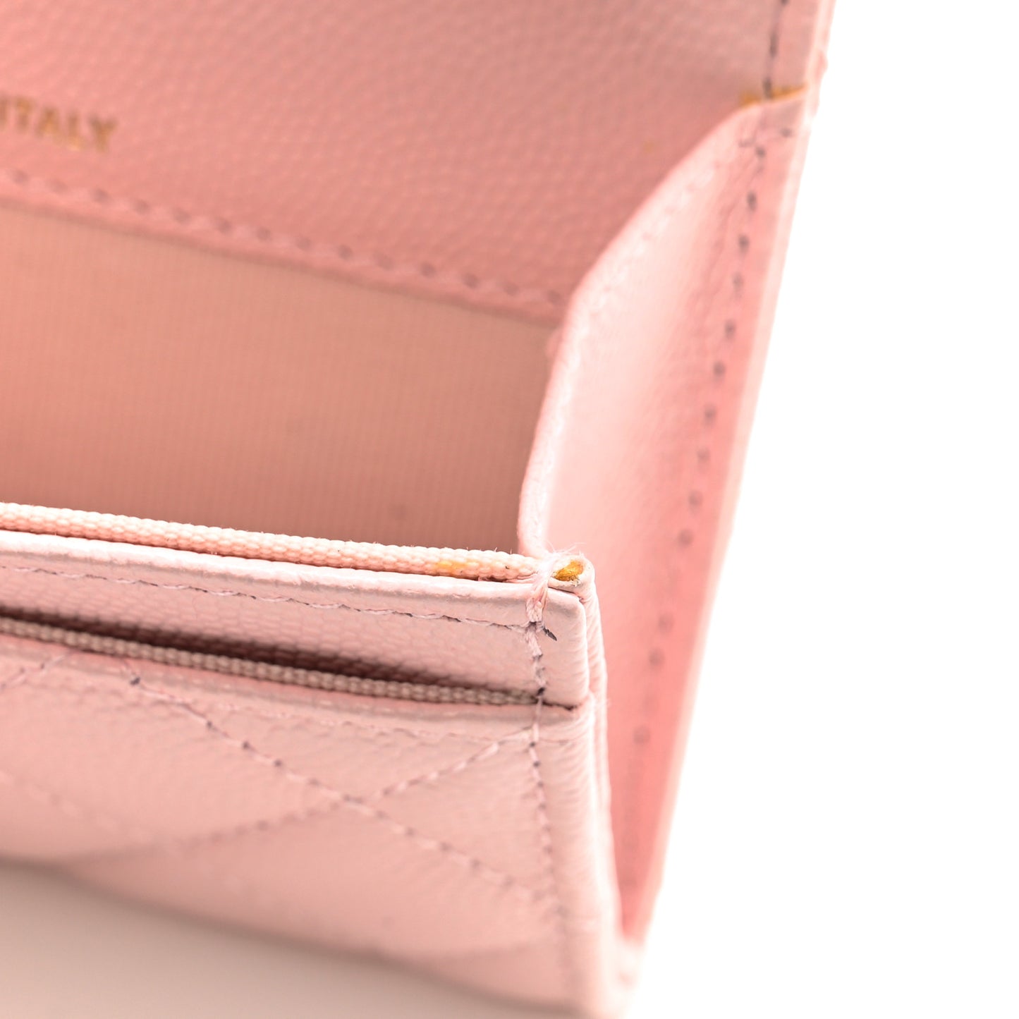 Caviar Quilted Crystal CC Flap Card Holder Pink