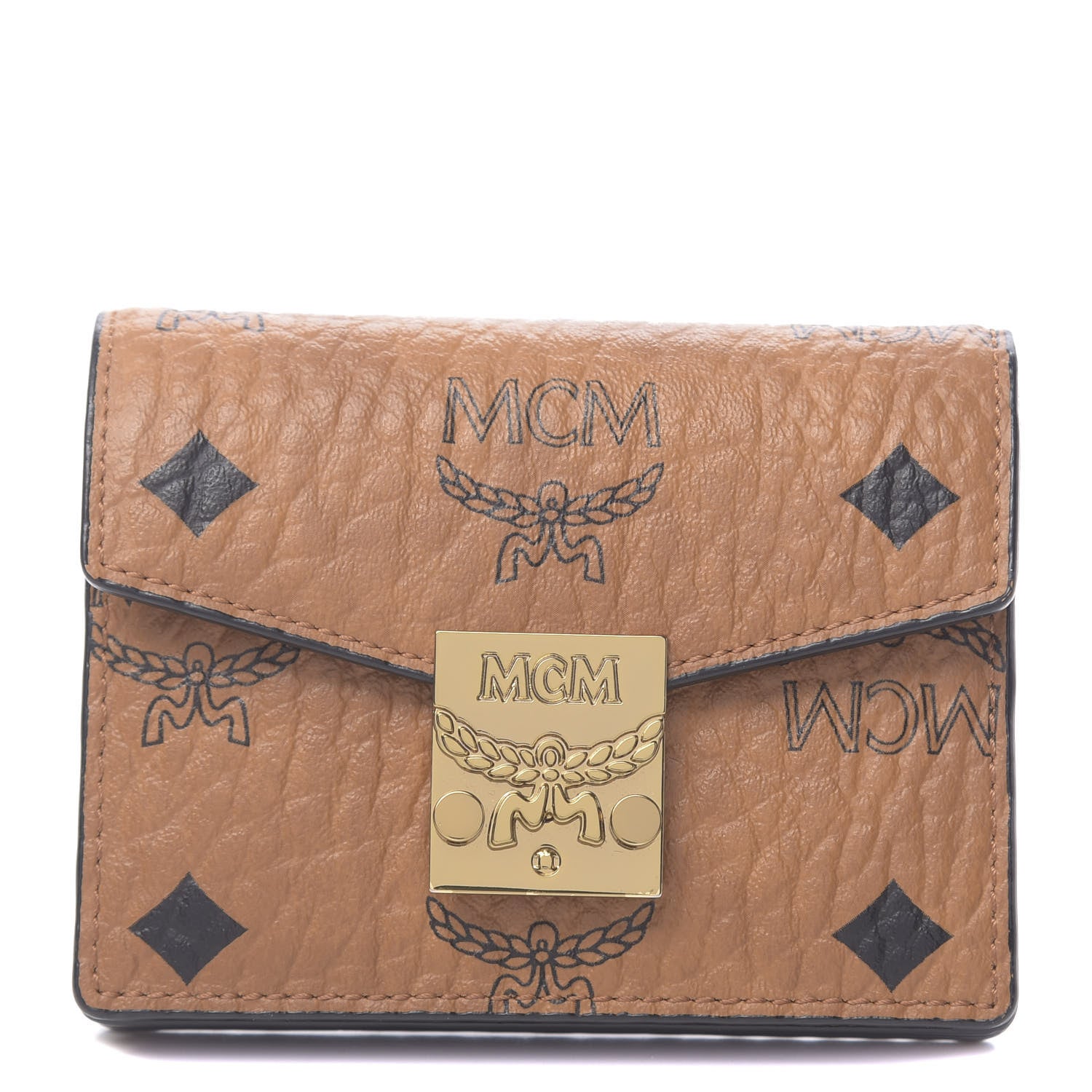 MCM Visetos Mini Accordion Card Wallet Cognac 1 of 7