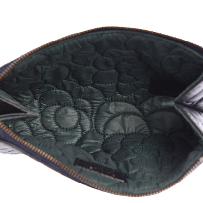 Chanel Lambskin Camellia Embossed Cosmetic Case Dark Blue 5 of 9