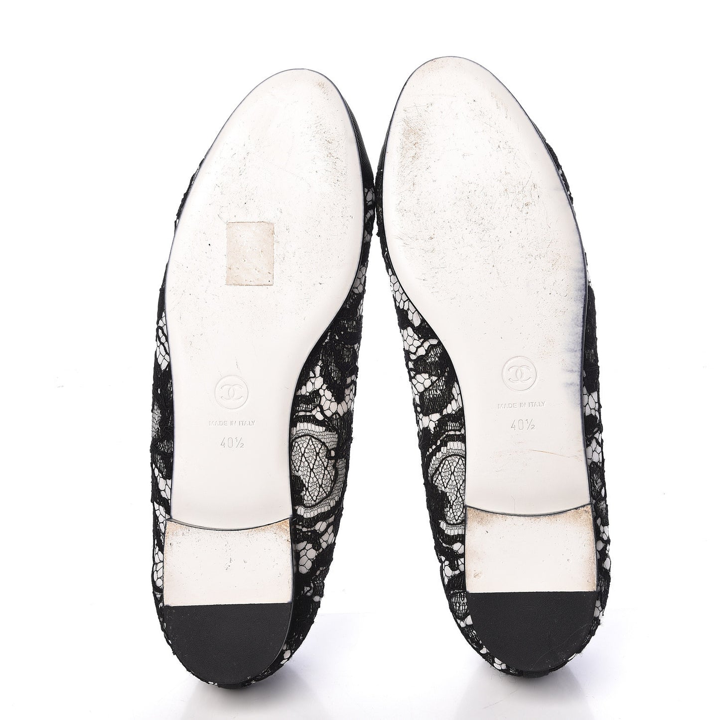 Lace Grosgrain Cap Toe CC Ballerina Flats 40.5 Black