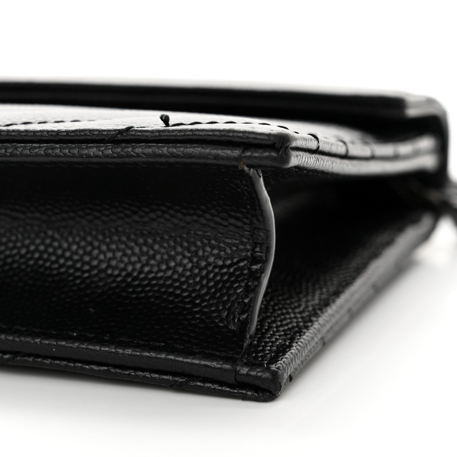 Saint Laurent Grain De Poudre Matelasse Chevron Monogram Monochrome Envelope Chain Wallet Black 10 of 14