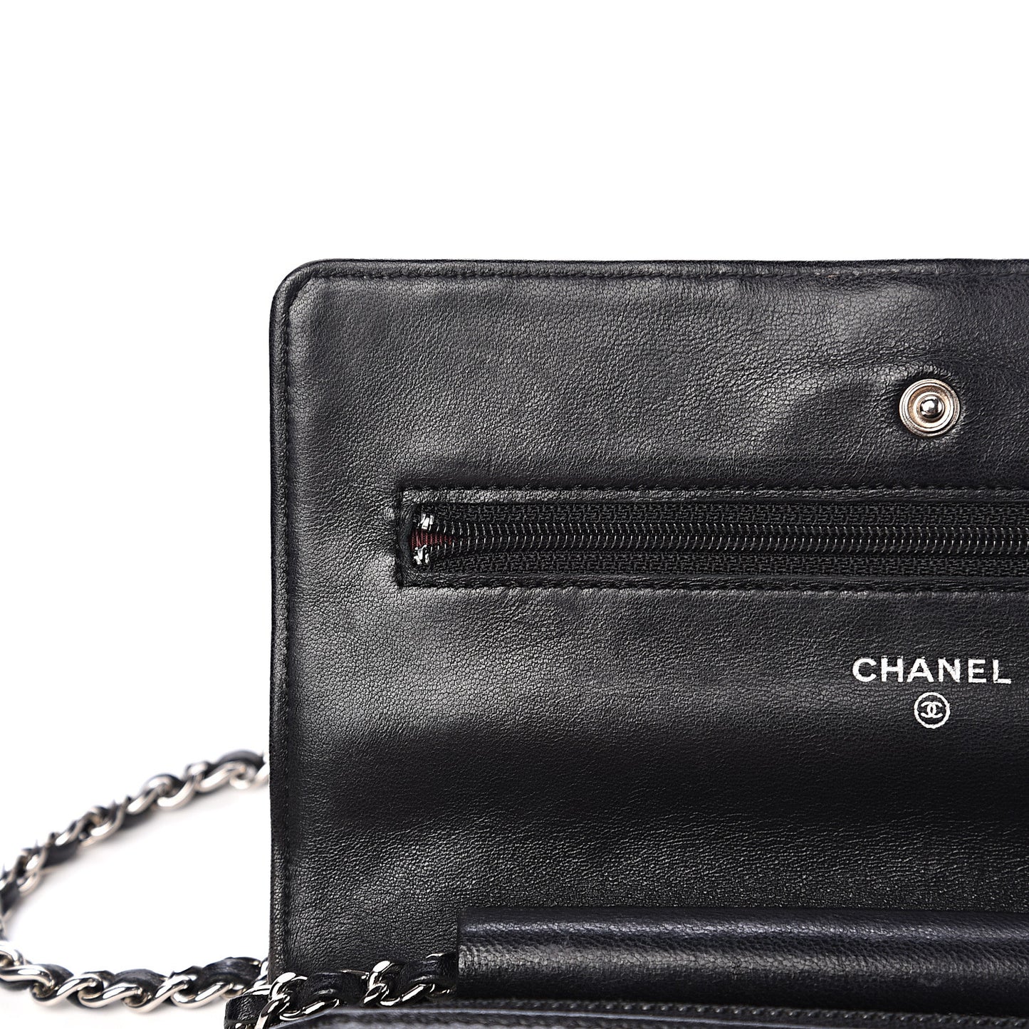 Lambskin Quilted Wallet On Chain WOC Black