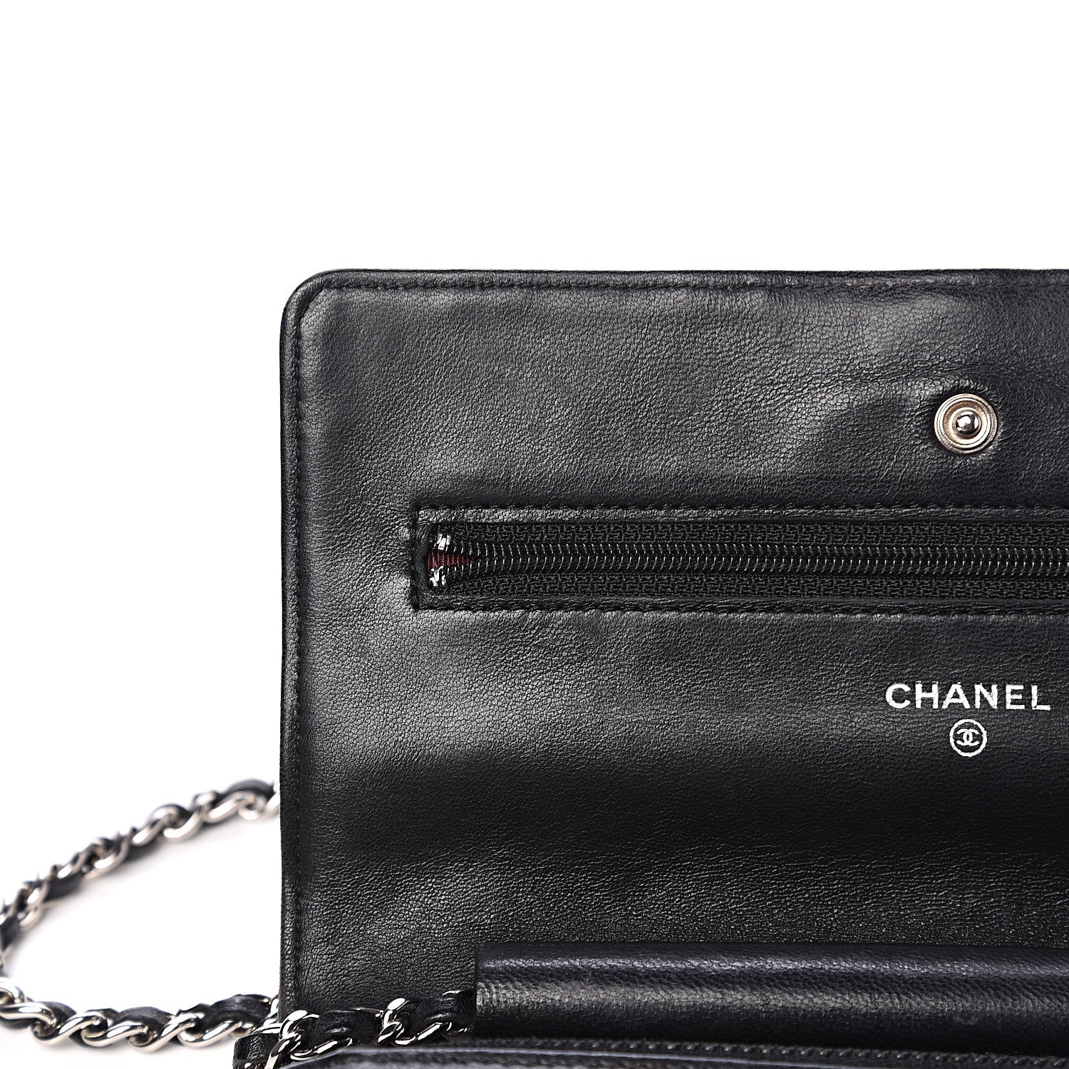 Chanel Lambskin Quilted Wallet On Chain WOC Black 8 of 17
