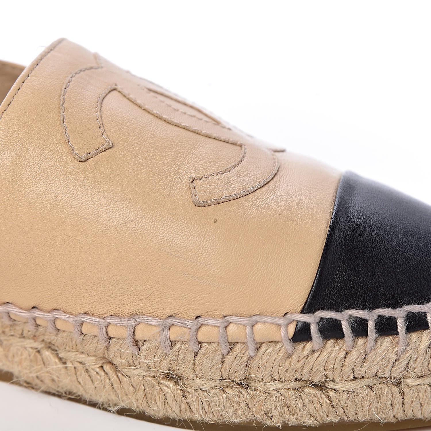 Chanel Lambskin CC Espadrilles 38 Beige Black 11 of 18