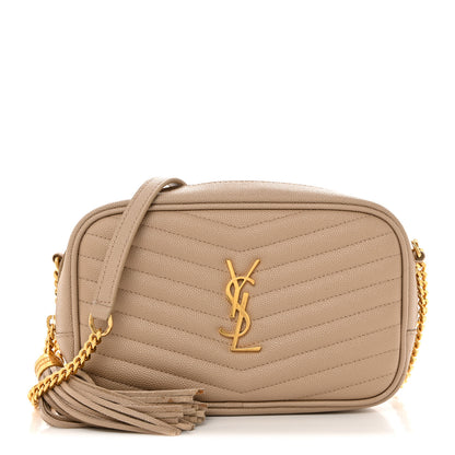 Saint Laurent Grain De Poudre Matelasse Monogram Mini Lou Camera Bag Dark Beige 1 of 10