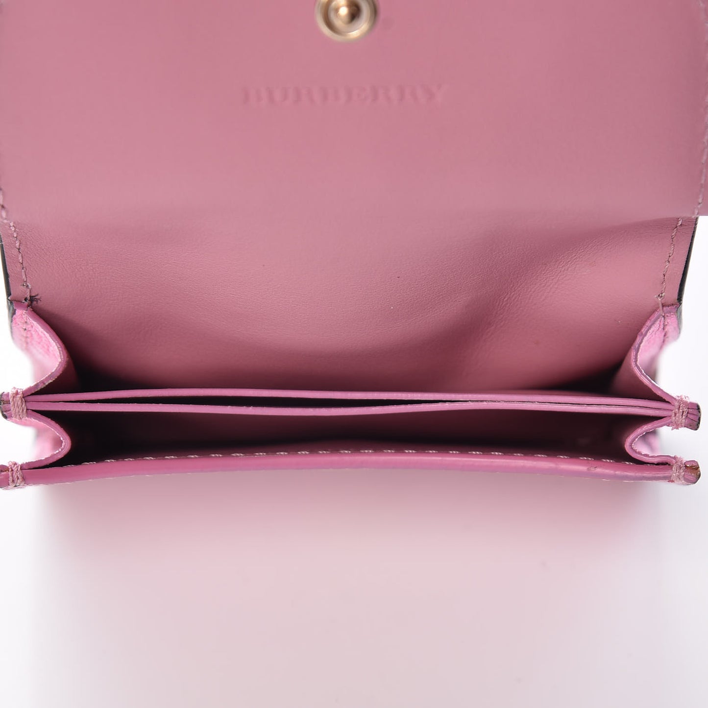 Metallic Grain Calfskin Buckle Card Case Pale Orchid