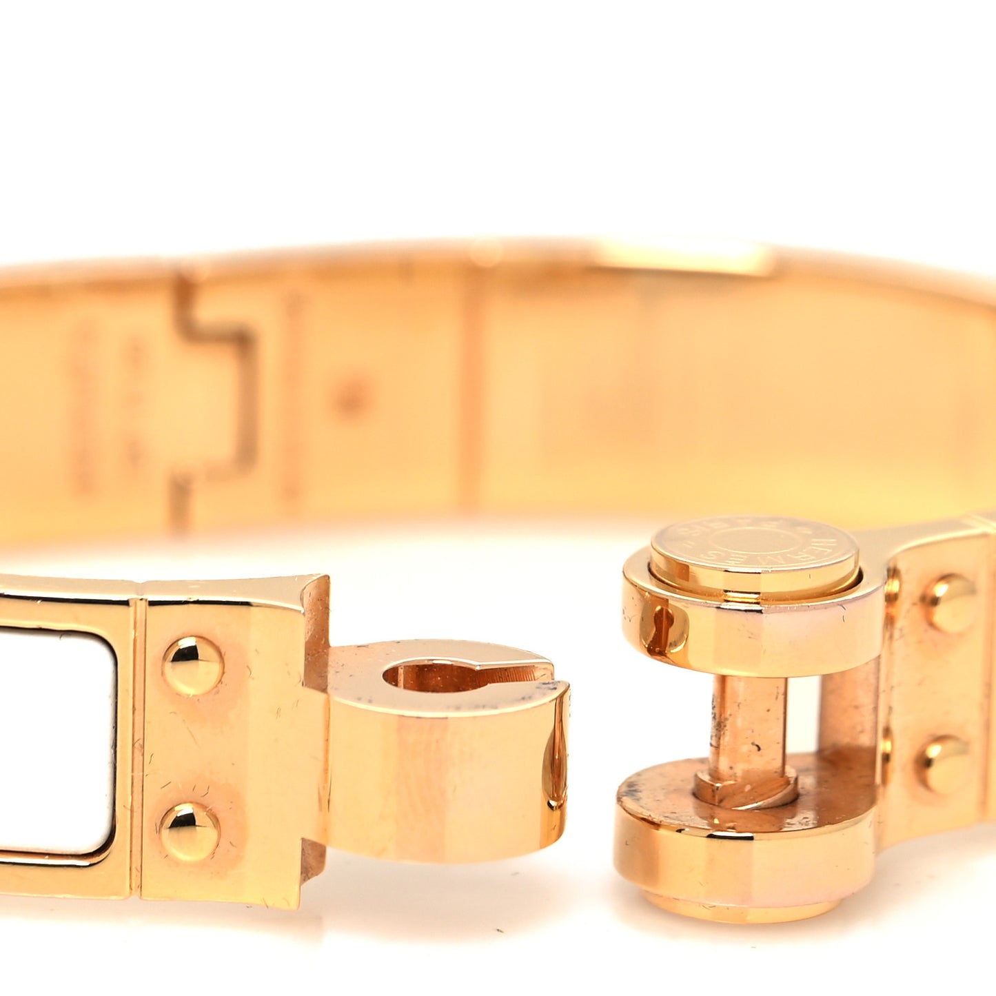 Enamel Charniere Uni Narrow Hinged Bracelet S White