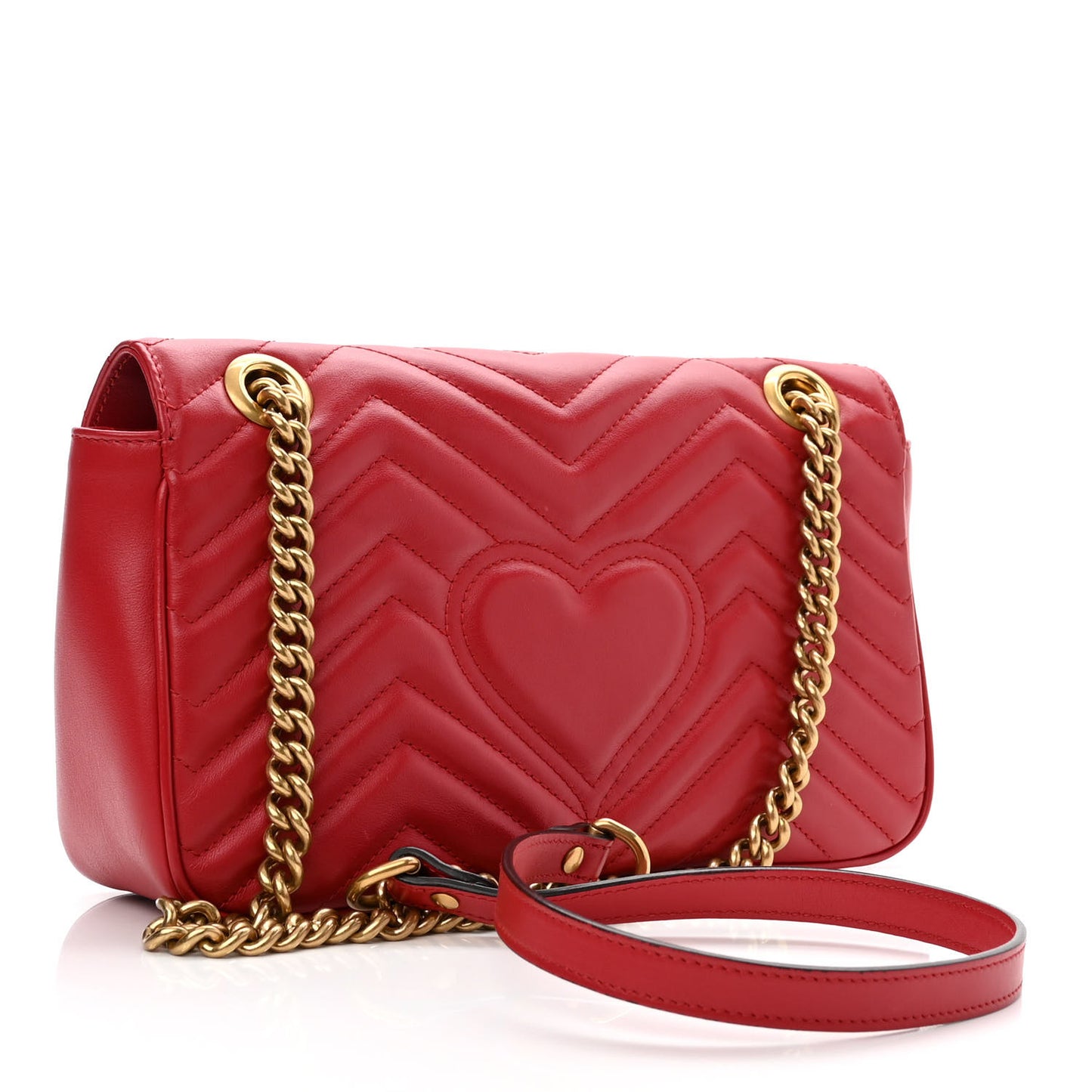 Calfskin Matelasse Small GG Marmont Shoulder Bag Hibiscus Red