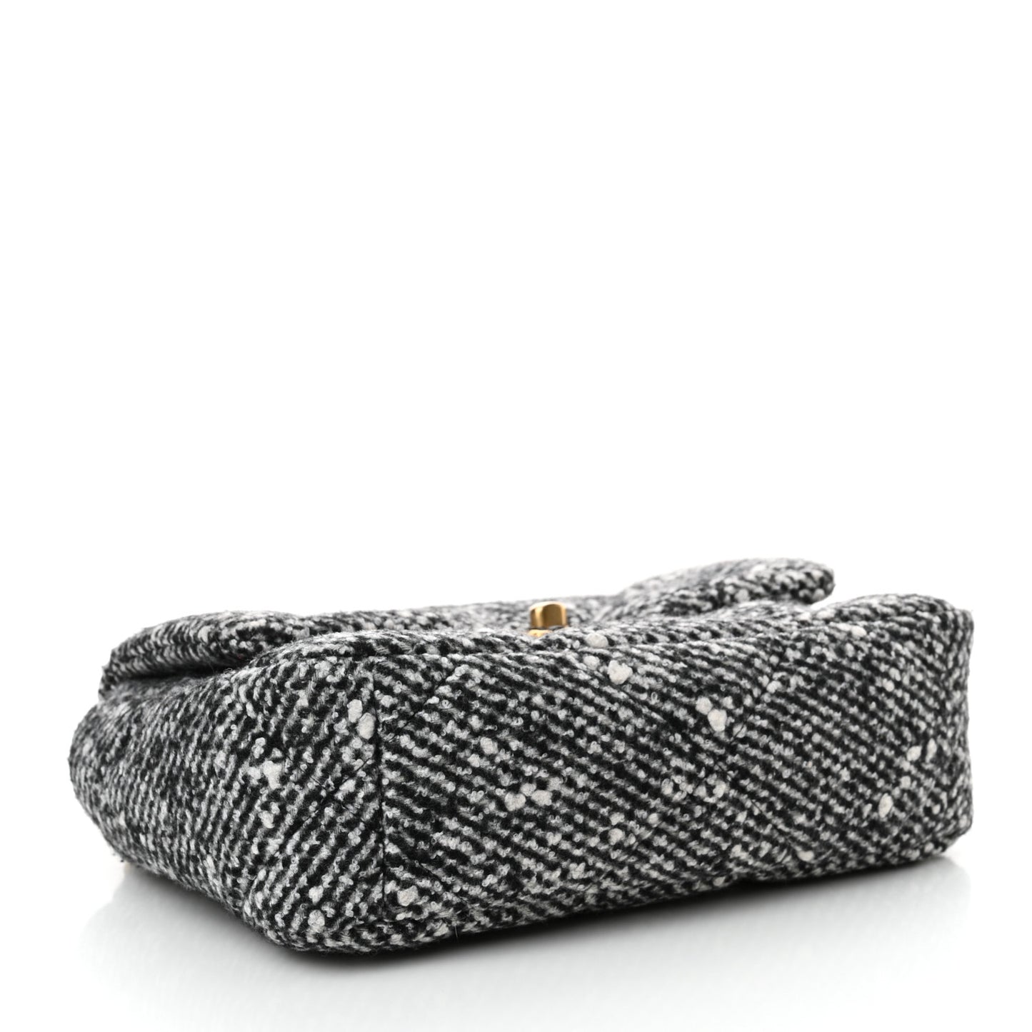 Tweed Quilted Medium Chanel 19 Flap Black White