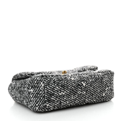 Chanel Tweed Quilted Medium Chanel 19 Flap Black White 4 of 13