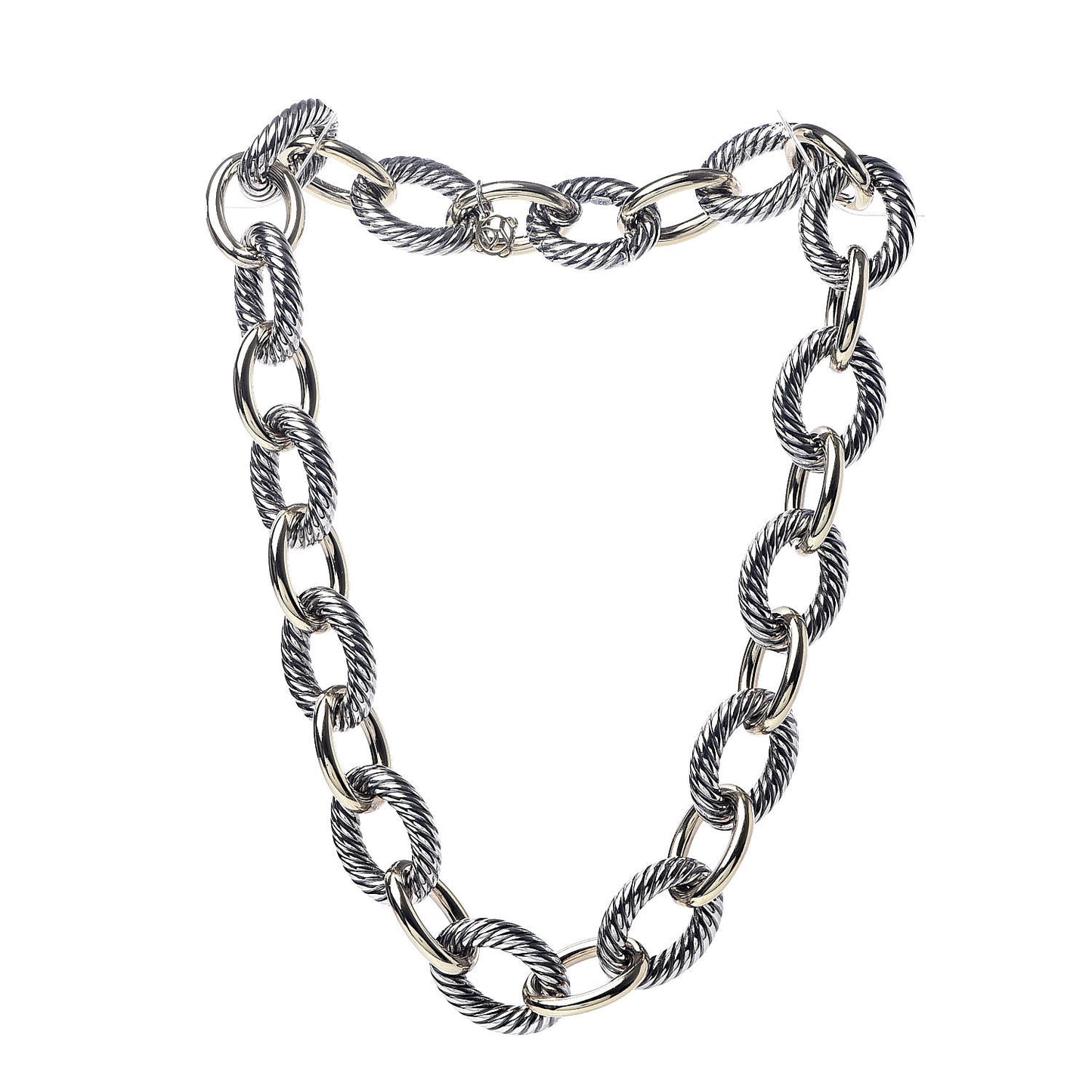 Sterling Silver 18K Yellow Gold 23mm Extra Large Oval Link Necklace