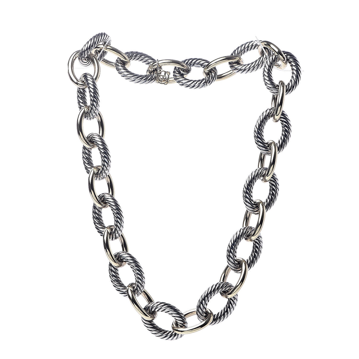 David Yurman Sterling Silver 18K Yellow Gold 23mm Extra Large Oval Link Necklace 3 of 5