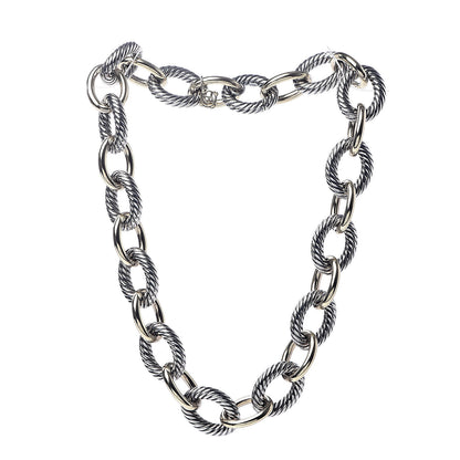 David Yurman Sterling Silver 18K Yellow Gold 23mm Extra Large Oval Link Necklace 3 of 5