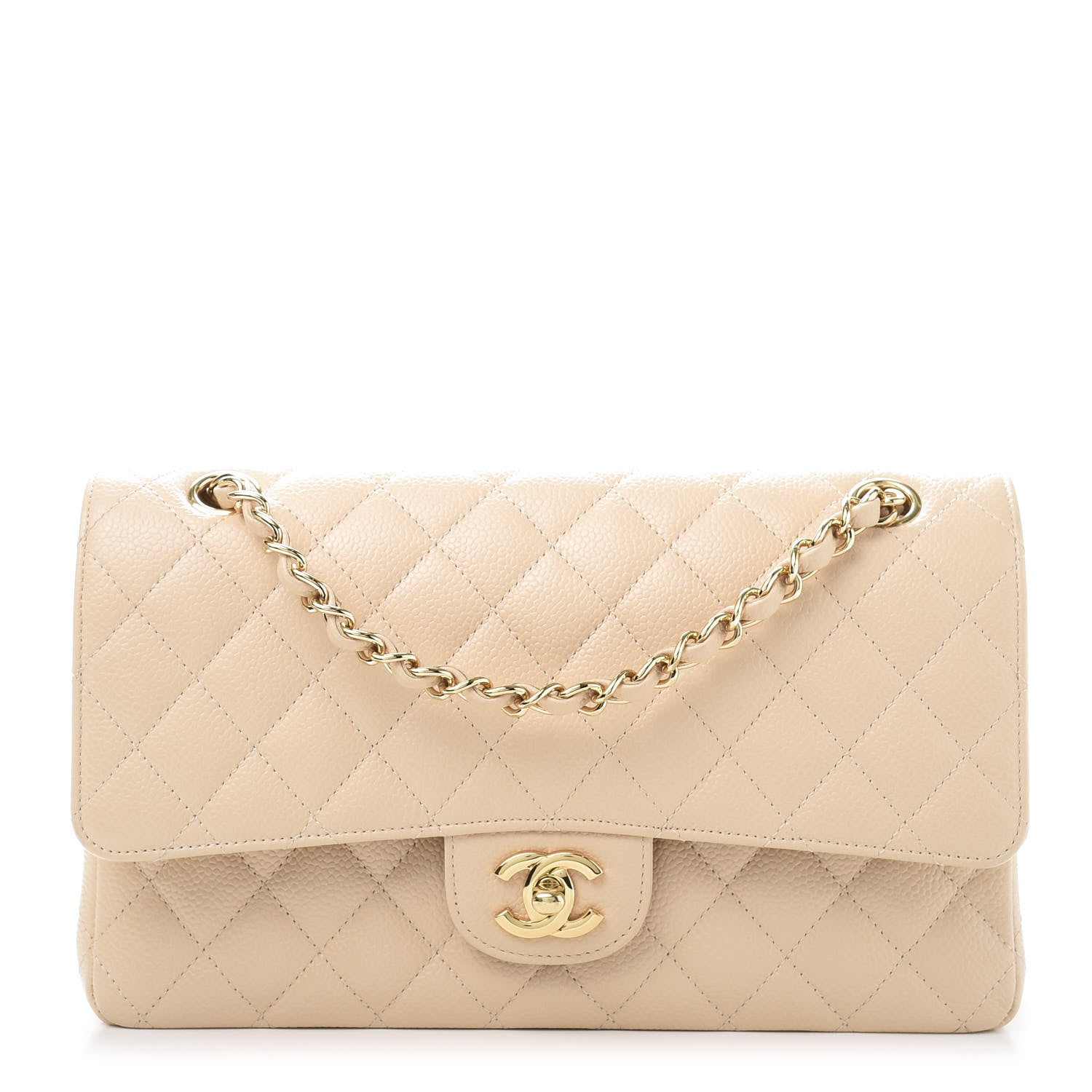 Chanel Caviar Quilted Medium Double Flap Beige 1 of 11