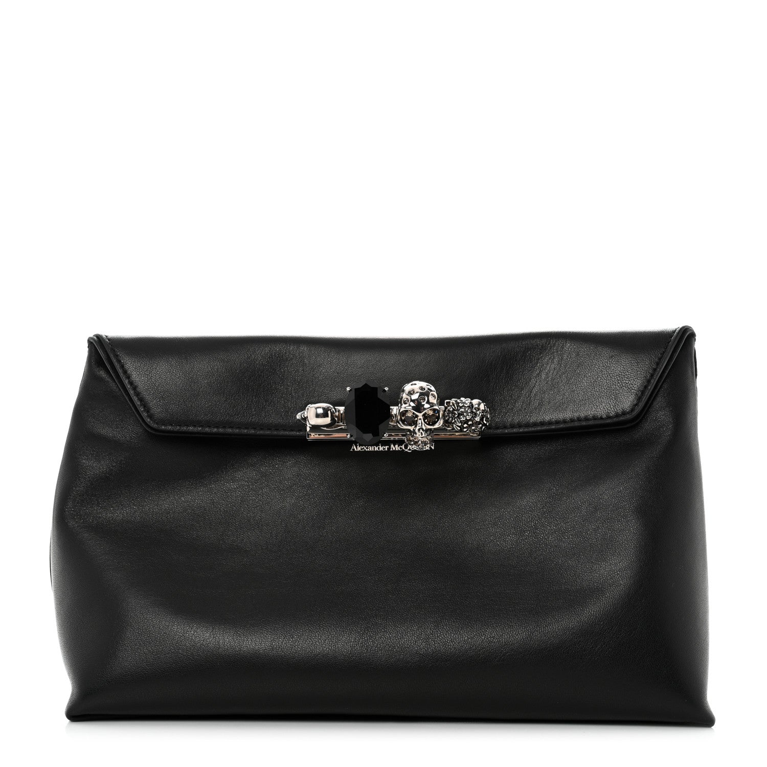 Alexander McQueen Nappa Skull Four Ring Clutch Black 1 of 9