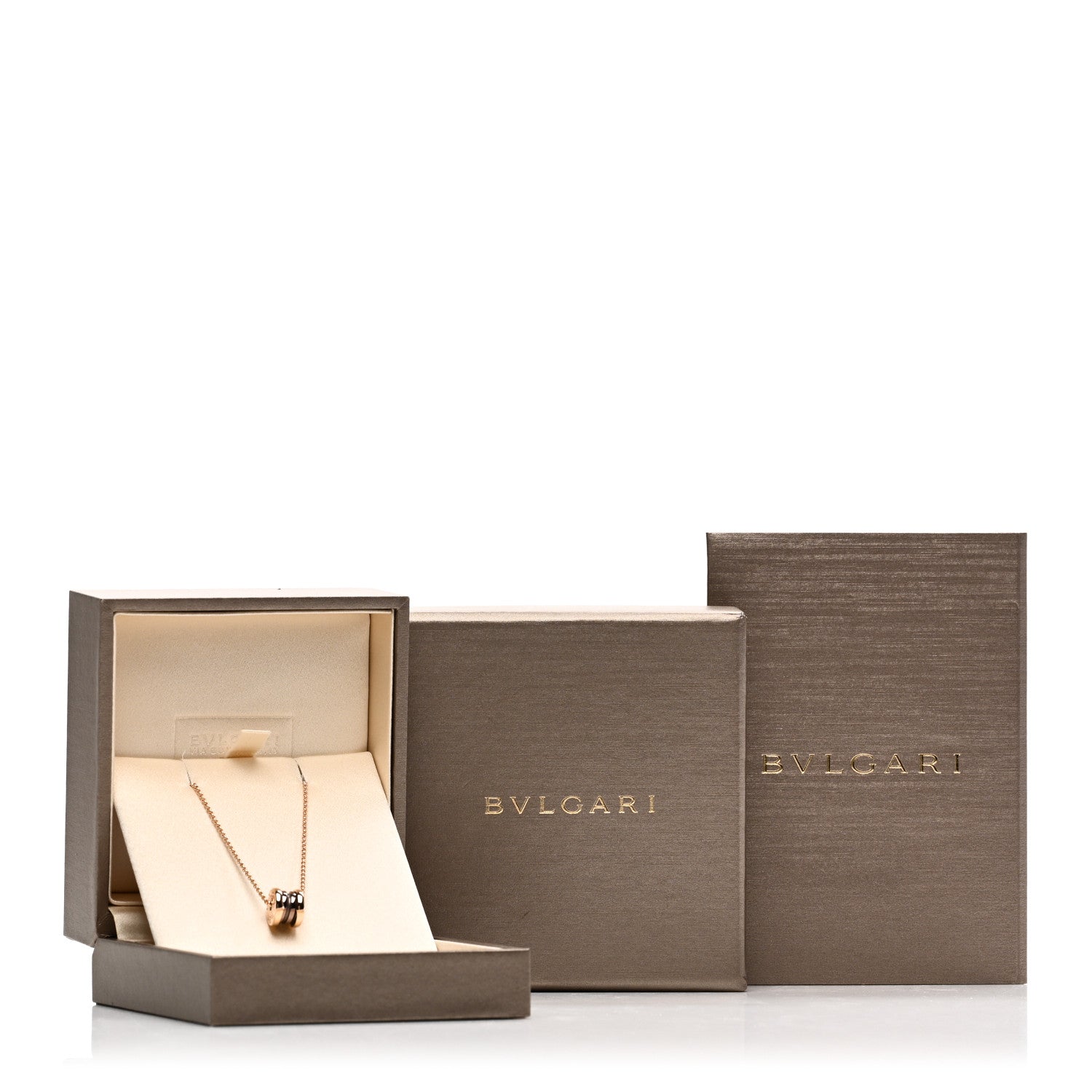 Bulgari 18K Rose Gold Cermet Small B.Zero1 Pendant Necklace 5 of 5