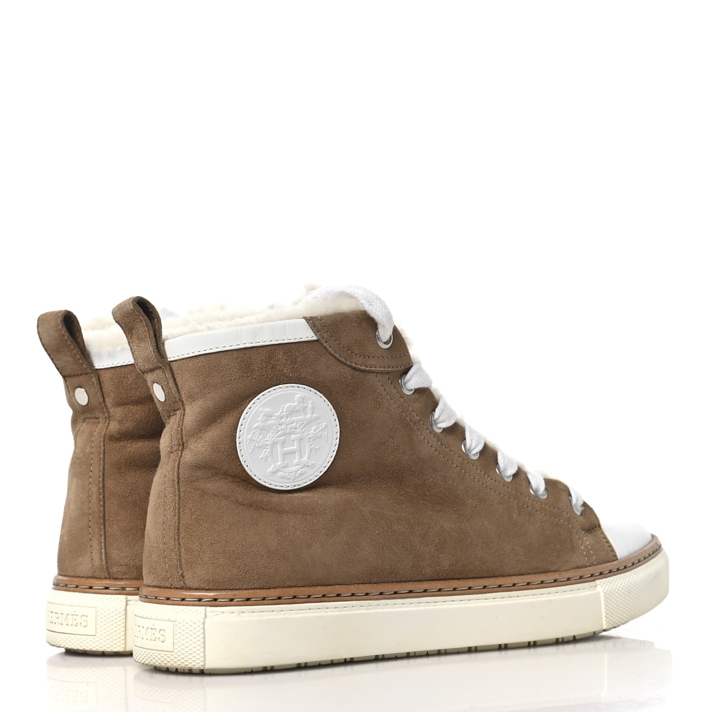 Suede Shearling Womens Jimmy High Top Sneakers 38 Camel