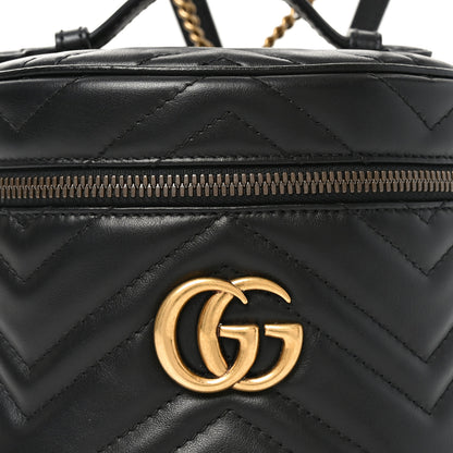 Gucci Calfskin Matelasse Chevron Mini GG Marmont Top Handle Bag Black 8 of 11