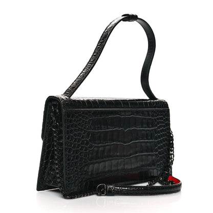 Christian Louboutin Calfskin Alligator Embossed Elisa Baguette Black 3 of 11