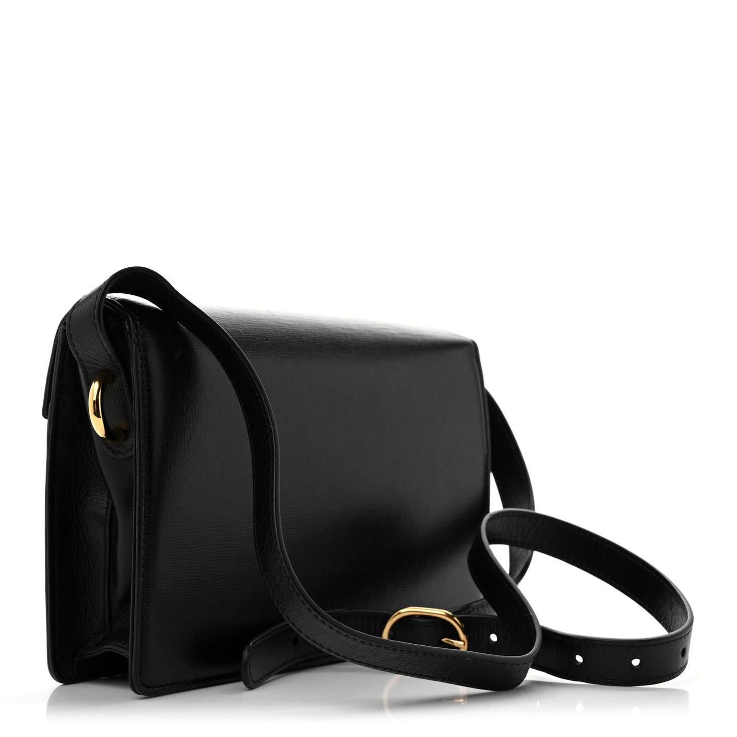 Textured Calfskin Small Torchon GG Ring Shoulder Bag Black
