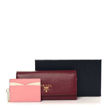 Prada Saffiano Metal Continental Flap Wallet Cerise Petal 9 of 9