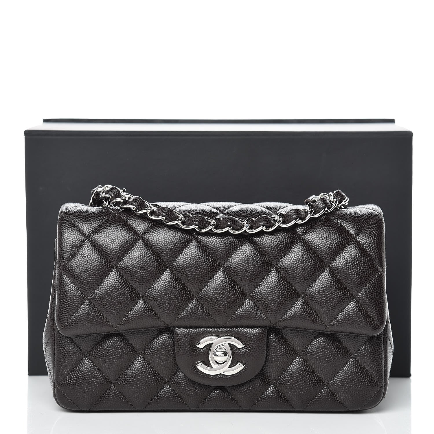 Chanel Caviar Quilted Mini Rectangular Flap Dark Brown 11 of 11