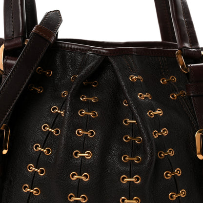 Burberry Calfskin Metal Stitch Lowry Chocolate 7 of 9