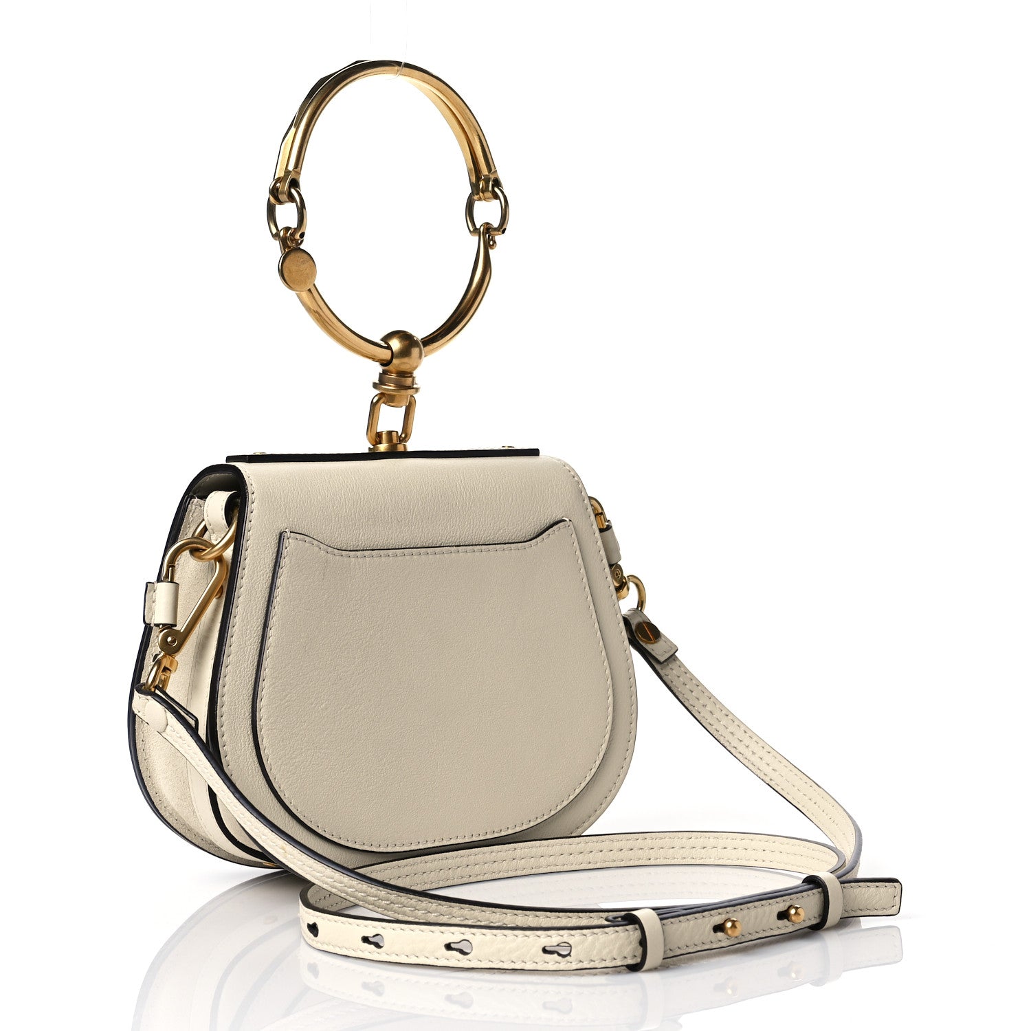Chloe Calfskin Suede Small Nile Bracelet Bag Off White 3 of 11