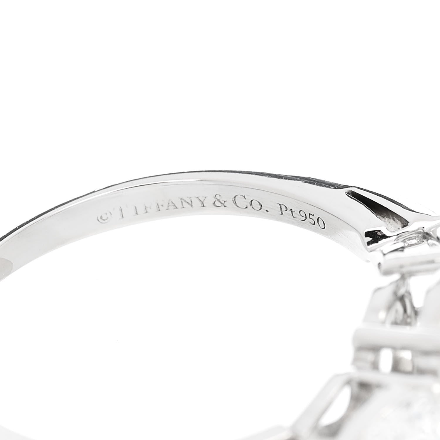 Tiffany Platinum Diamond 1.91ctw Three Stone Engagement Ring 52 6 5 of 7
