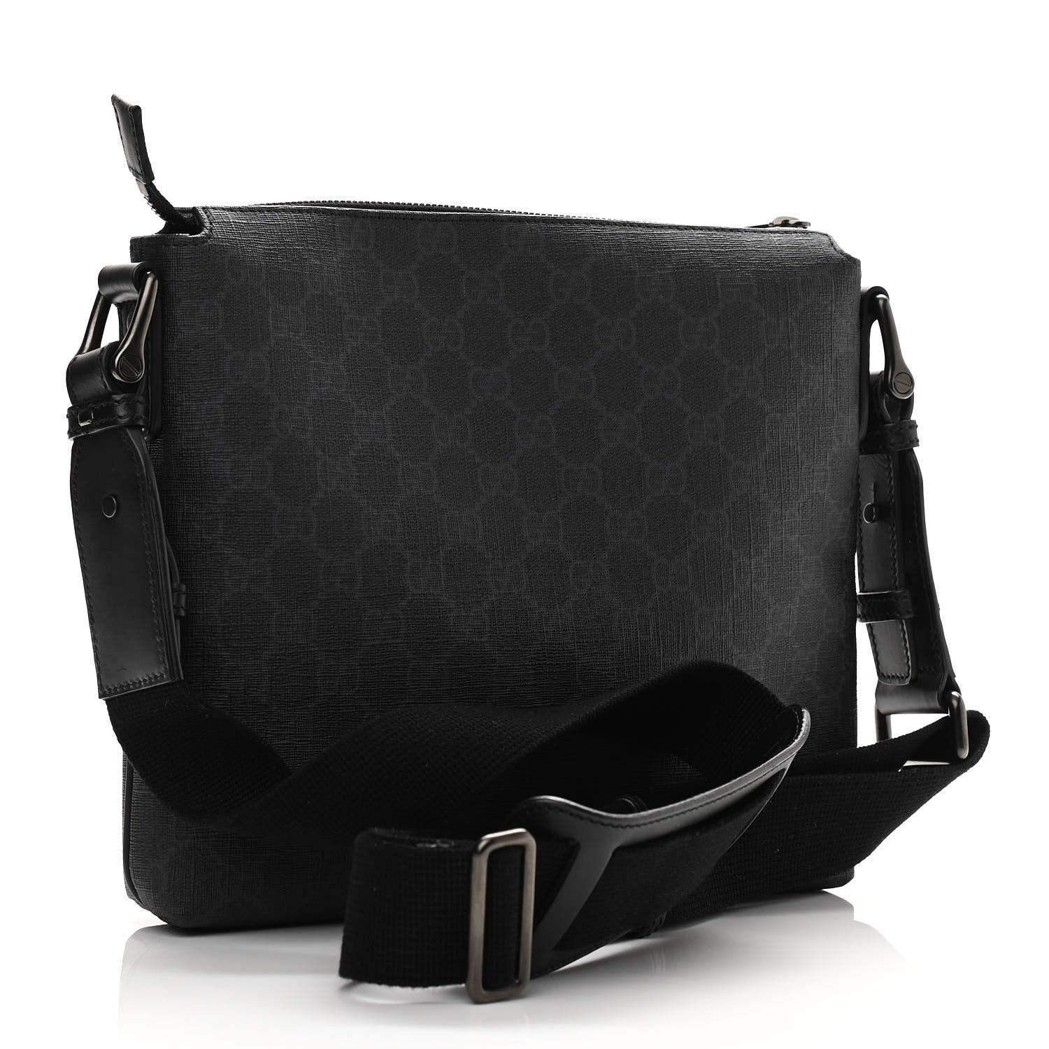 Gucci GG Supreme Monogram Flat Messenger Bag Black Grey 3 of 10