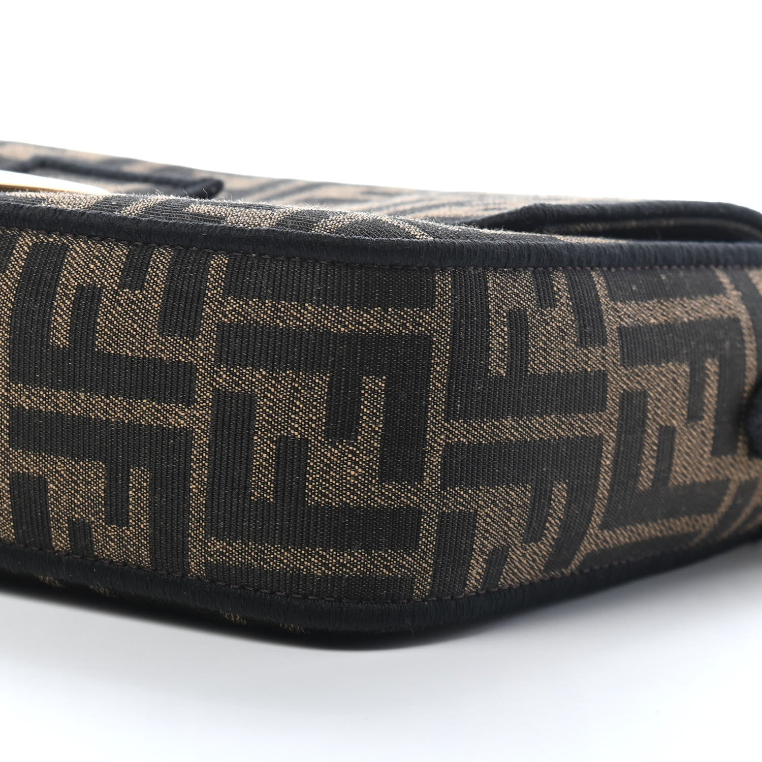 Fendi Fabric Jacquard FF 1974 Medium Baguette Tobacco Moro Black 7 of 7