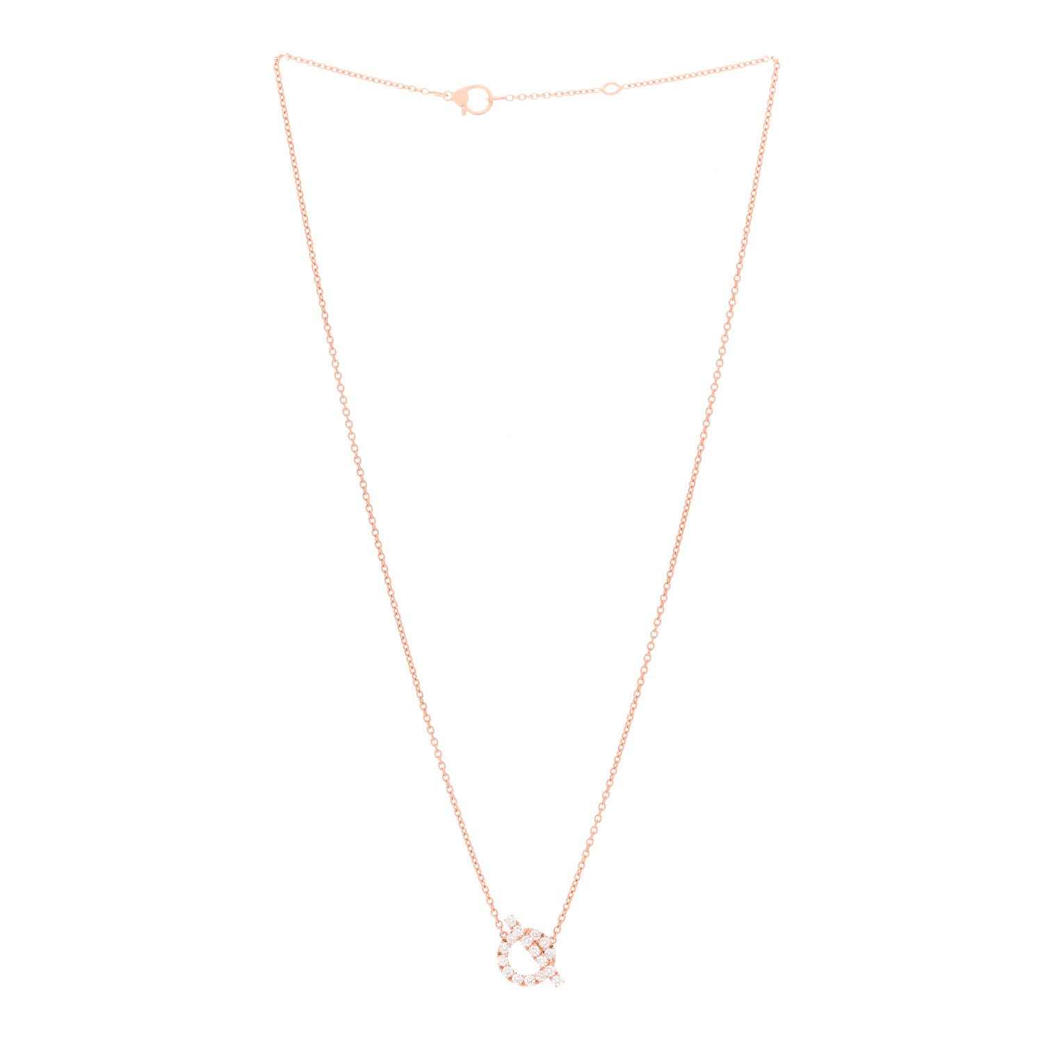 Hermes 18K Rose Gold Diamond Finesse Pendant Necklace 3 of 5