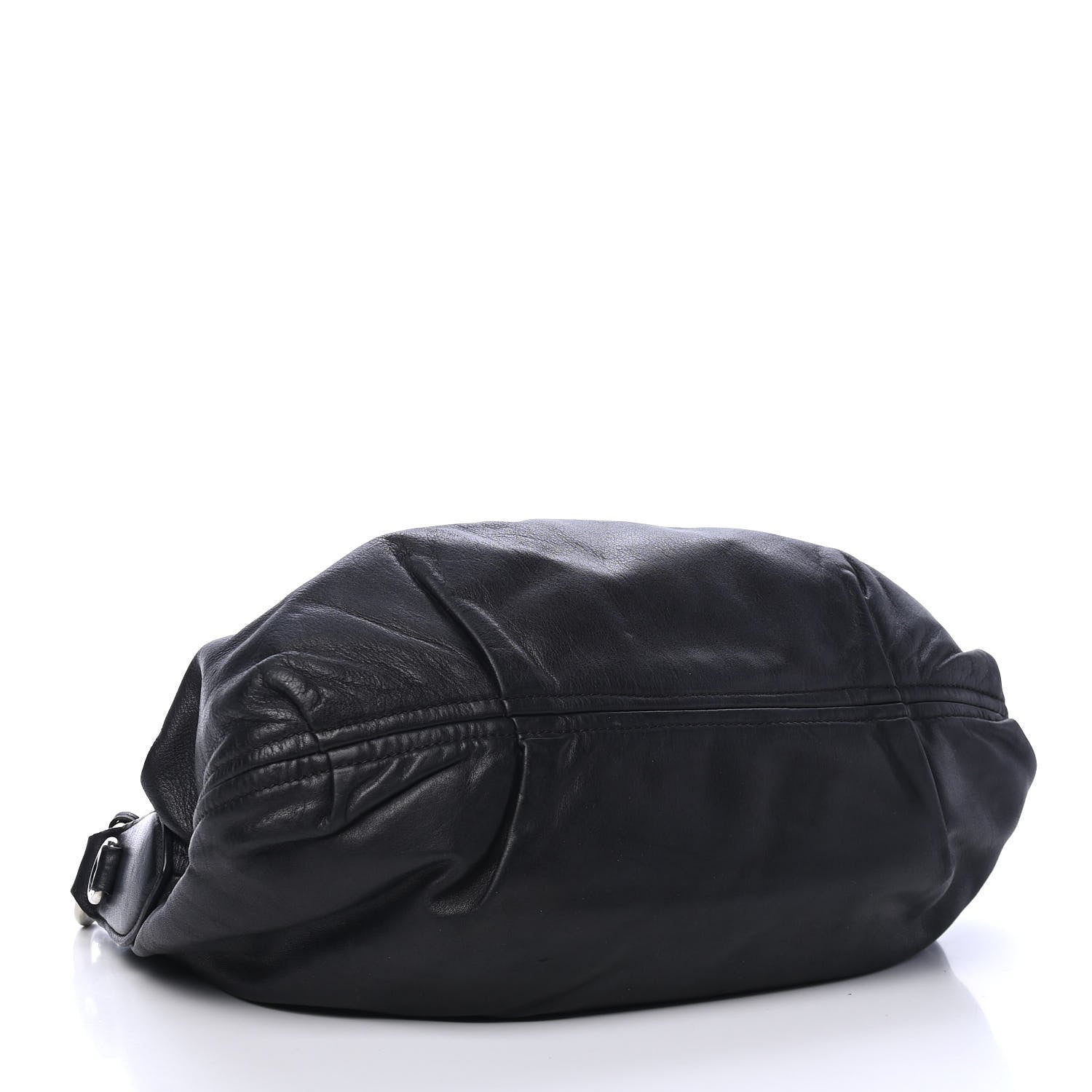 Prada Soft Calf Pleated Hobo Black 3 of 4