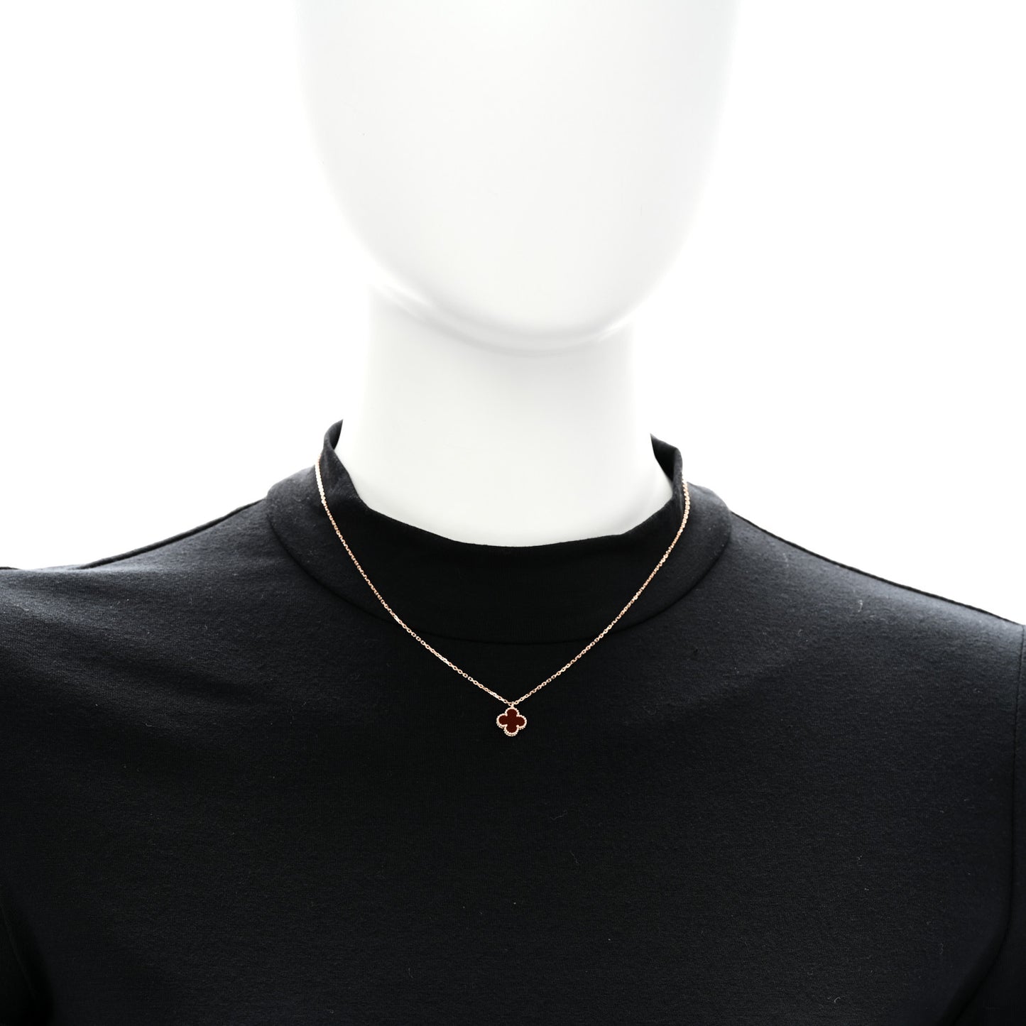 18K Rose Gold Carnelian Sweet Alhambra Pendant Necklace