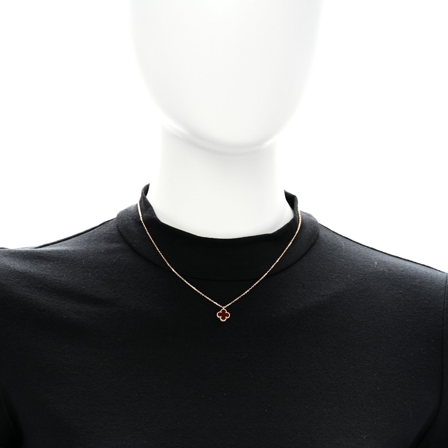 Van Cleef & Arpels 18K Rose Gold Carnelian Sweet Alhambra Pendant Necklace 2 of 6