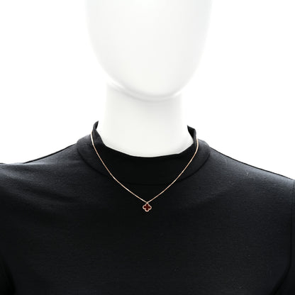 Van Cleef & Arpels 18K Rose Gold Carnelian Sweet Alhambra Pendant Necklace 2 of 6