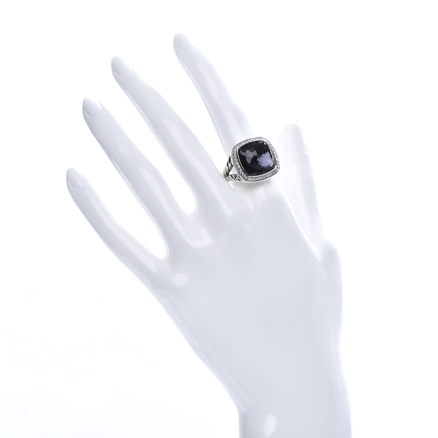 David Yurman Sterling Silver Diamond Black Orchid 14mm Albion Ring 54 7 2 of 6