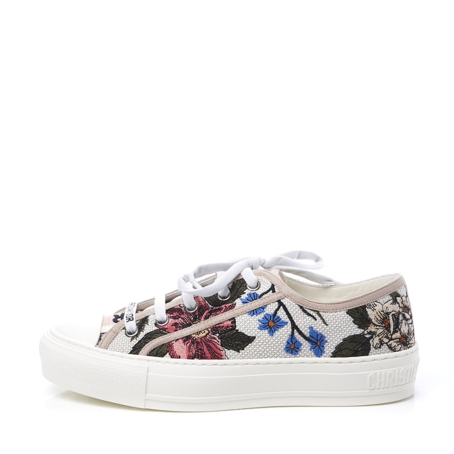 Canvas Rosa Mutabilis Embroidered Womens Walk'N'Dior Low Top Sneakers 36.5 Multicolor