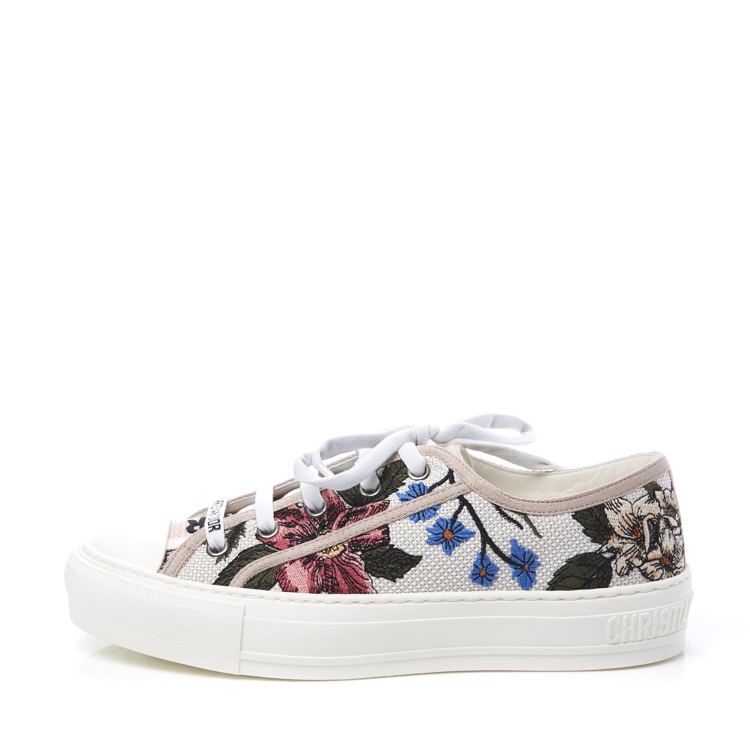 Christian Dior Canvas Rosa Mutabilis Embroidered Womens Walk'N'Dior Low Top Sneakers 36.5 Multicolor 1 of 11