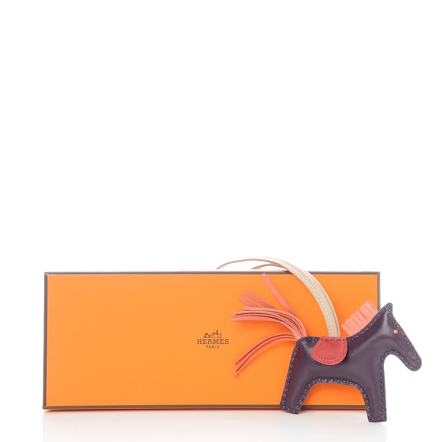 Hermes Milo Lambskin Grigri Rodeo Horse Bag Charm PM Raisin Flamingo Rouge Vif Argile 4 of 4