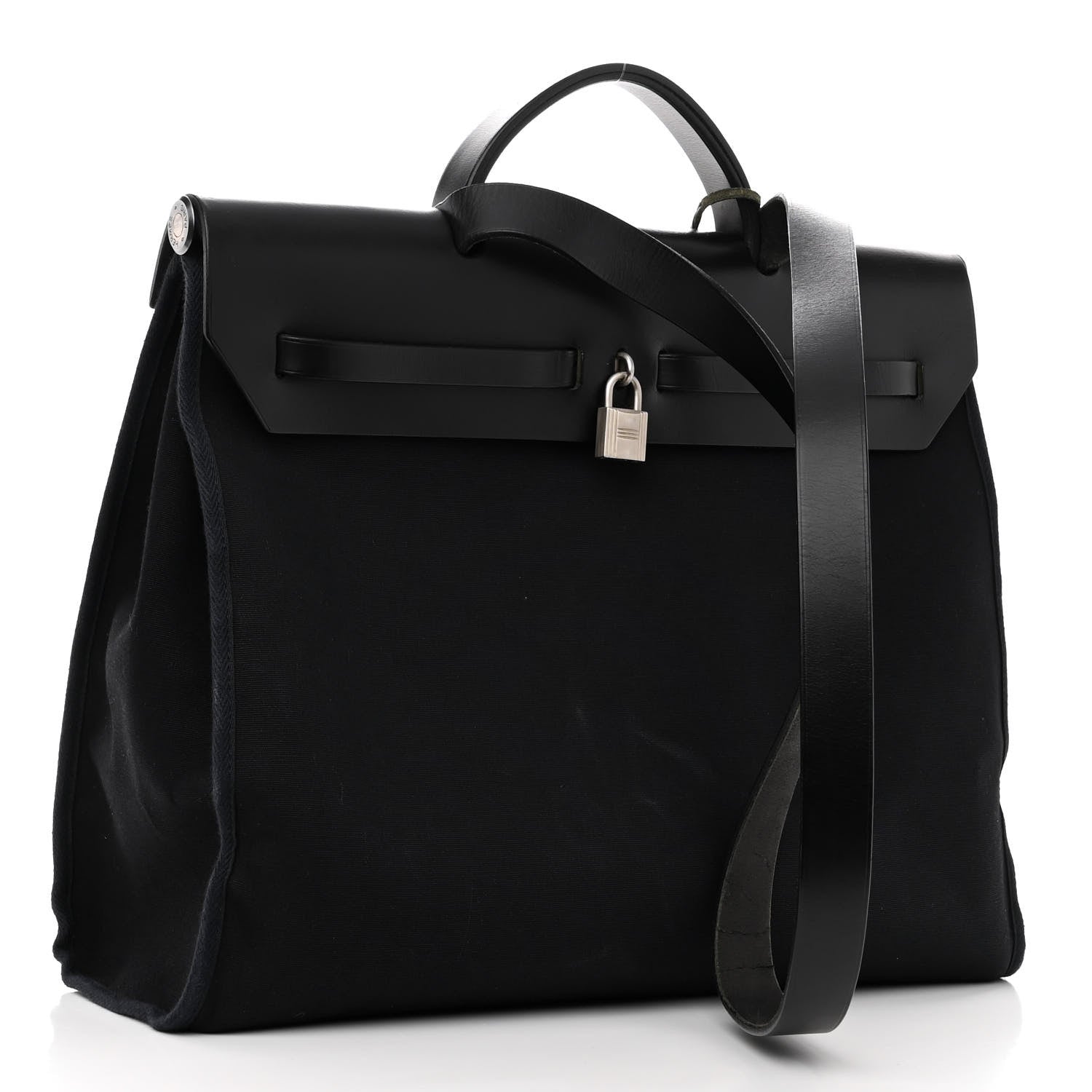 Hermes Toile Vache Calfskin Herbag 39 MM Black 3 of 9
