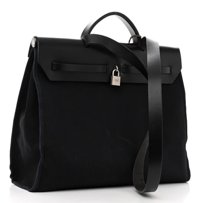 Hermes Toile Vache Calfskin Herbag 39 MM Black 3 of 9