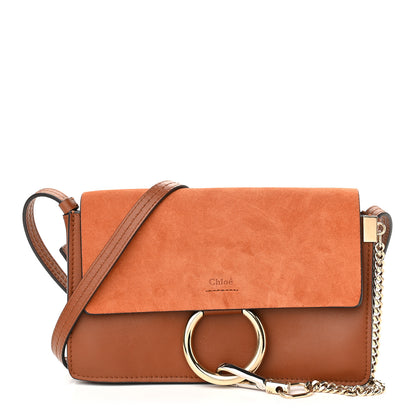 Chloe Suede Calfskin Small Faye Shoulder Bag Tobacco 1 of 9