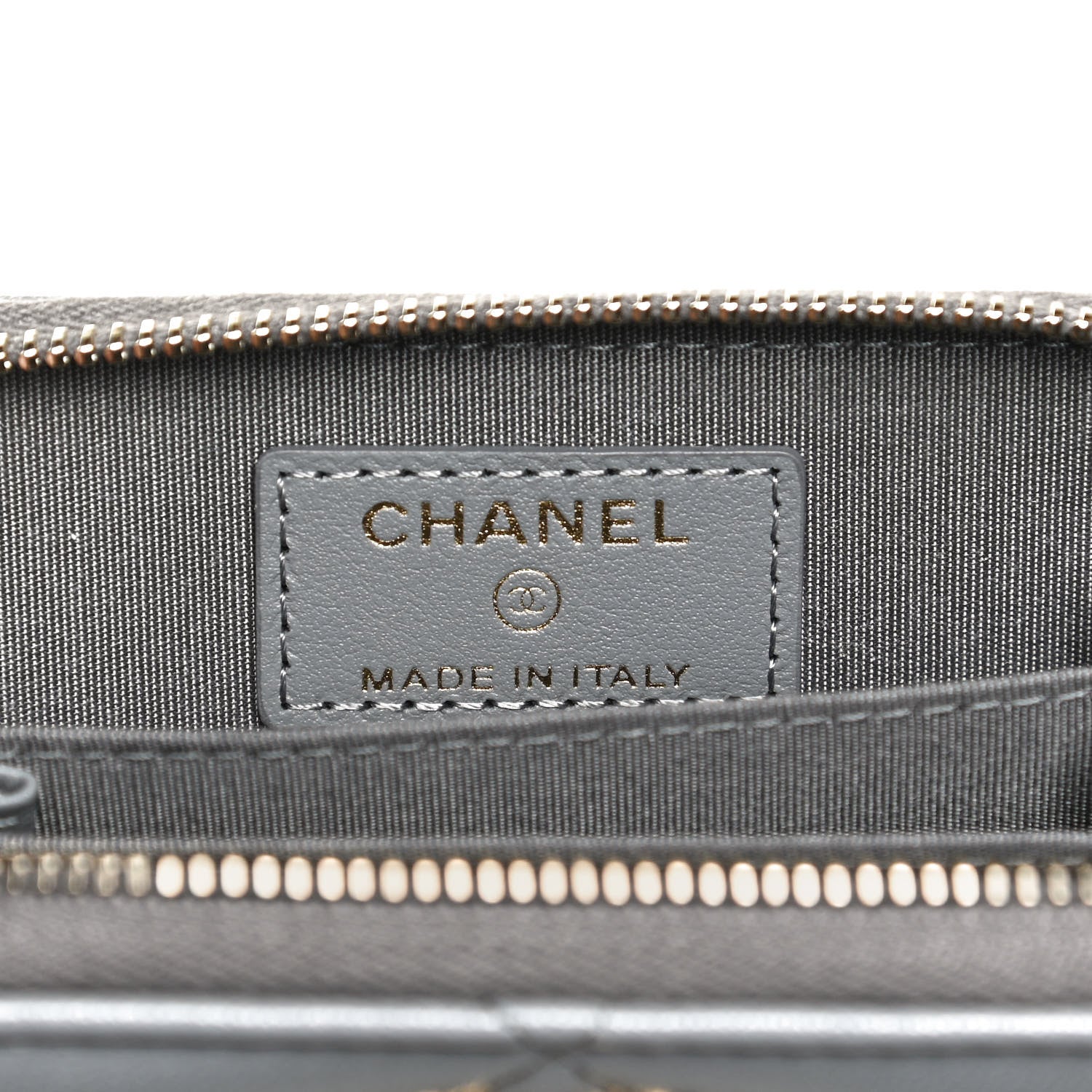 Chanel Lambskin Quilted Chanel 19 Zip Around Coin Purse Wallet Grey 6 of 12