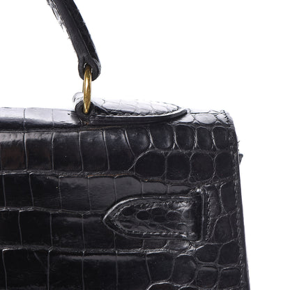 Hermes Shiny Porosus Crocodile Kelly Sellier 32 Black 17 of 28