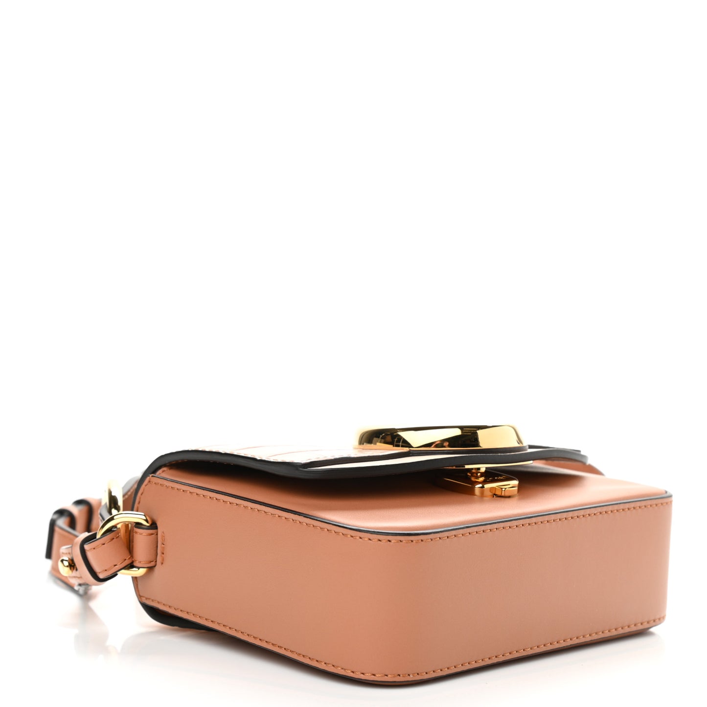 Calfskin Crocodile Embossed Mini C Double Carry Cement Pink