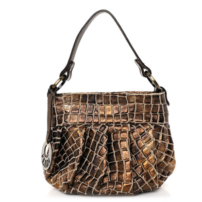 Fendi Metallic Canvas Croc Effect Mini Chef Hobo 1 of 9