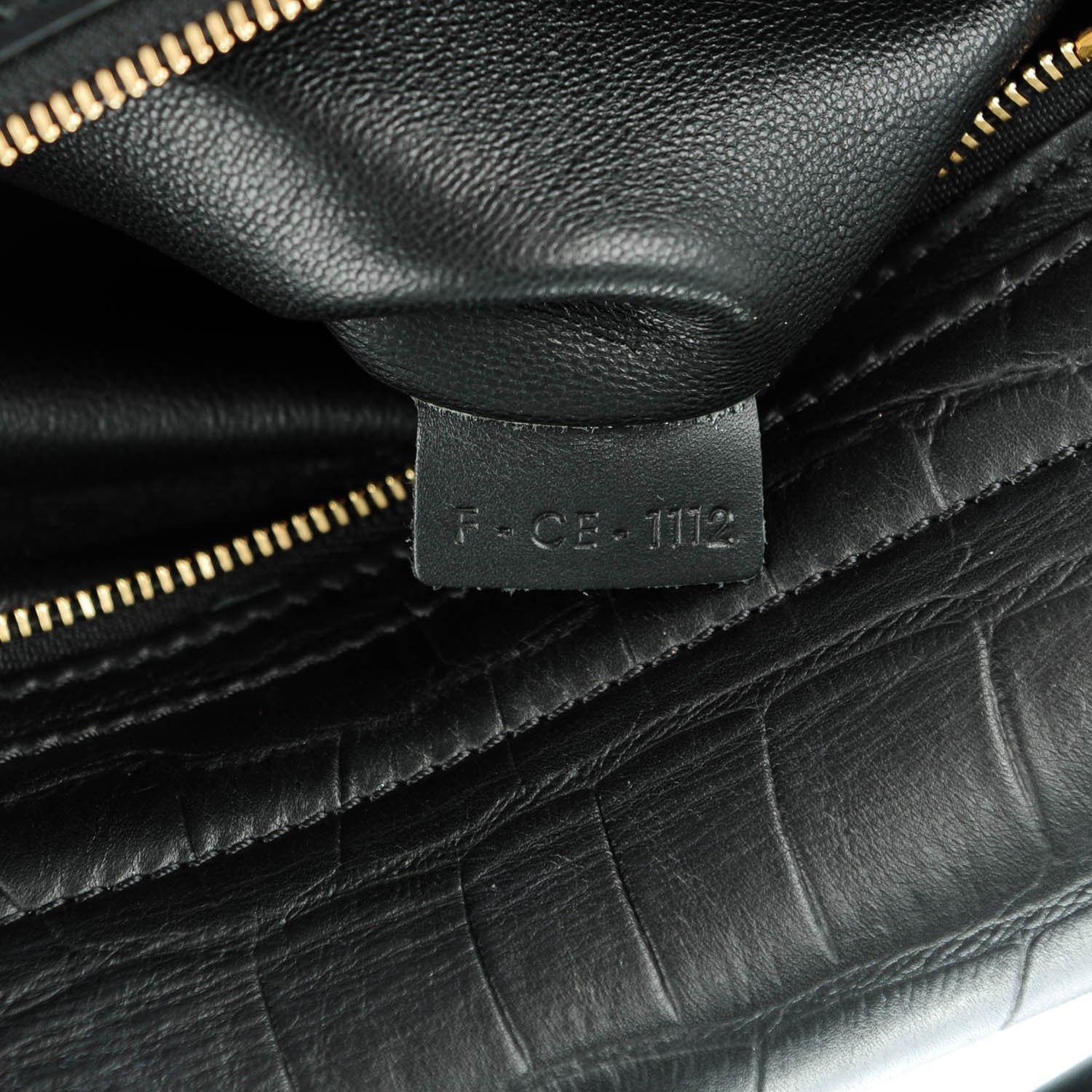 Celine Crocodile Embossed Calfskin Medium Trapeze Black 7 of 7