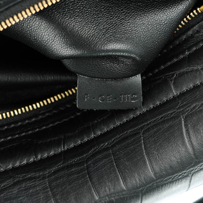 Celine Crocodile Embossed Calfskin Medium Trapeze Black 7 of 7